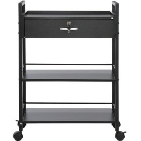 VEVOR Beauty Salon Trolley Cart, 3-Tier Hair Salon Stations Cabinet for Stylist with Lockable Drawer