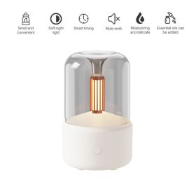 120ML Candlelight Aroma Diffuser Air Humidifier Romantic Light Portable Essential Oils Diffuser Mist Maker Fogger Purifier Home (Ships From: China, Color: Basic White)