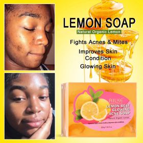 AILKE Lemon Soap, Brightening Bar, Reduce Black Spots, Gentle Clean, Oil Control, Suitable for Face and Body (Smell: Pack of 1)